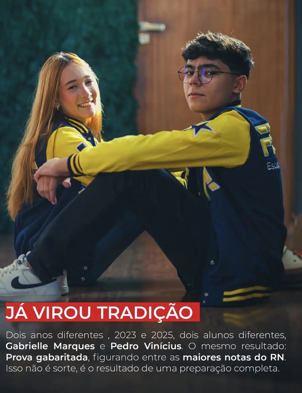 Gabrielle Marques e Pedro Vinícius, estudantes FERA que gabaritaram a prova