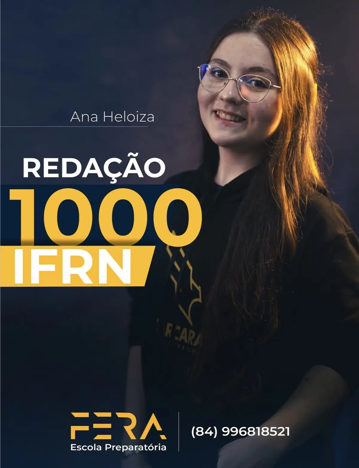 Ana Heloiza, aluna FERA com nota 1000 na Redação do IFRN