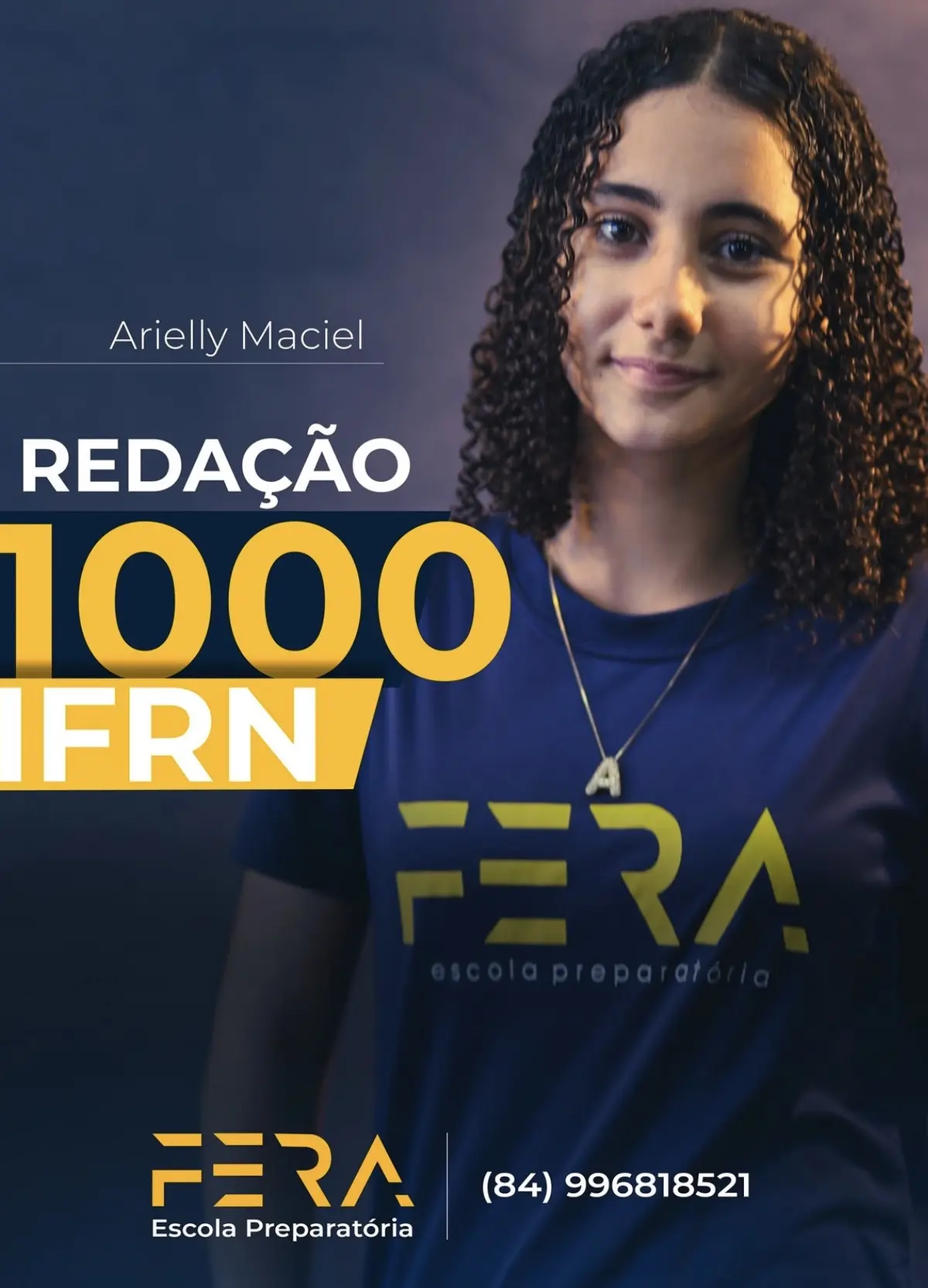 Arielly Maciel, aluna FERA com nota 1000 na Redação do IFRN